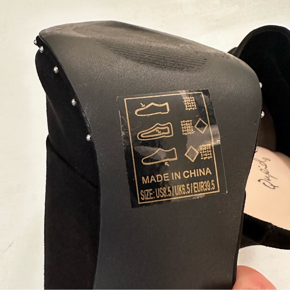 Qupid Vanessa Stud Mule Velvet Leatherette Black Size 8.5 - Picture 13 of 15